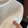 Синяя футболка с длинным рукавом женская из ледяного шелка вязаная тонкая свободная топ