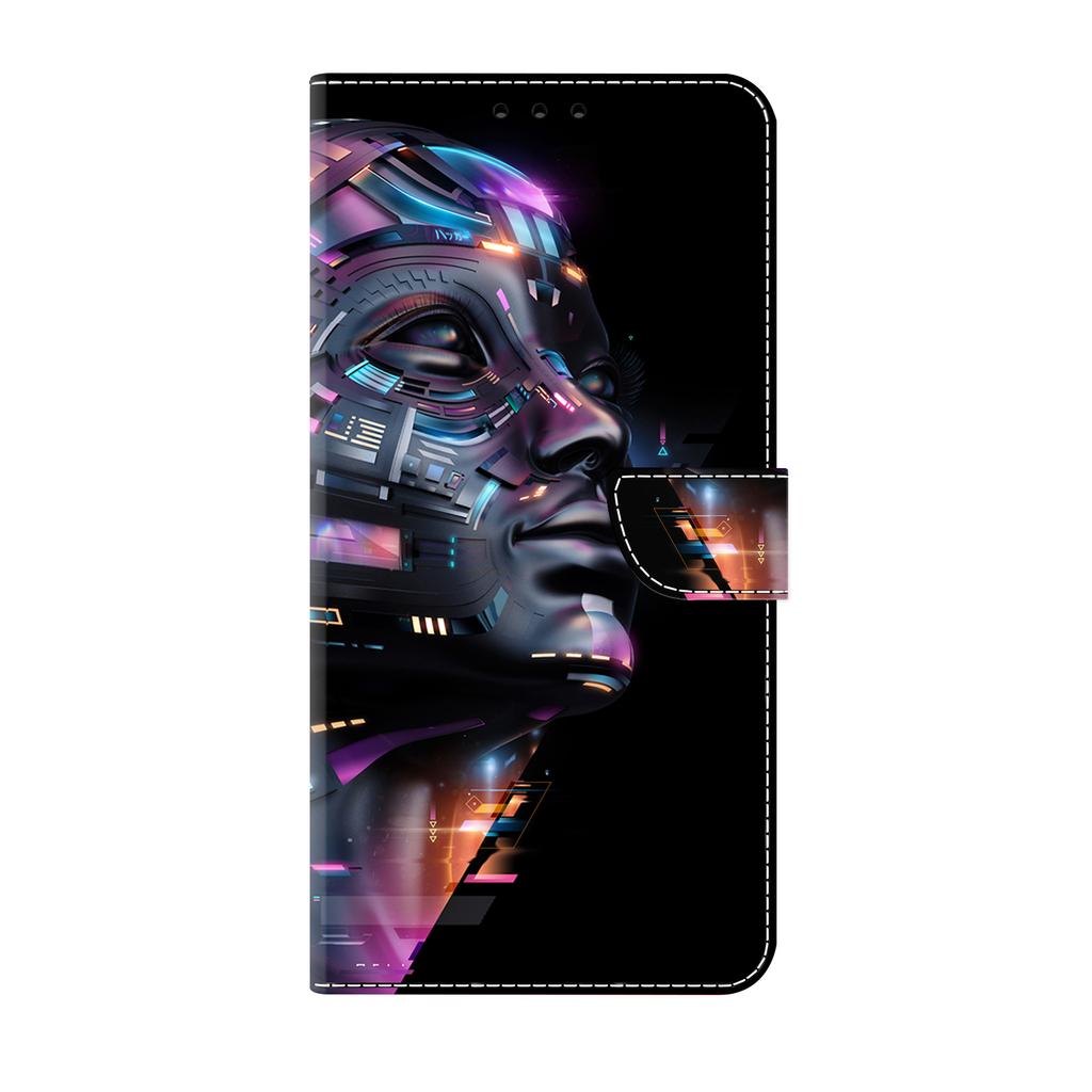 AI Digital Robots Pattern PU Leather Book Case for iPhone Samsung Huawei Honor Google Redmi Xiaomi LG Motorola Sony Nokia Oneplus Oppo