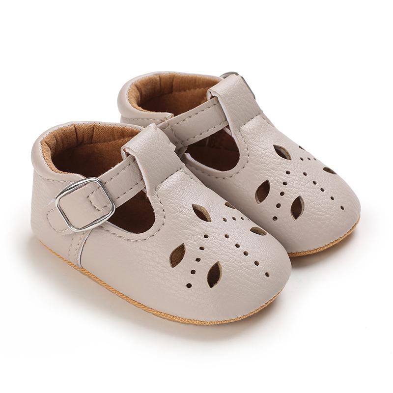 Khaki 0-18M Baby Casual Shoes Infant Toddler Bowknot Non-slip Rubber Soft-Sole Flat PU First Walker Newborn Bow Decor Mary Janes