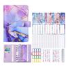 A6 Budget Binder with Marble Pattern PU Leather Notebook Cover Zipper Envelopes Lable Stickers Ruler Used as Money Organizer System Bill Money Card S
