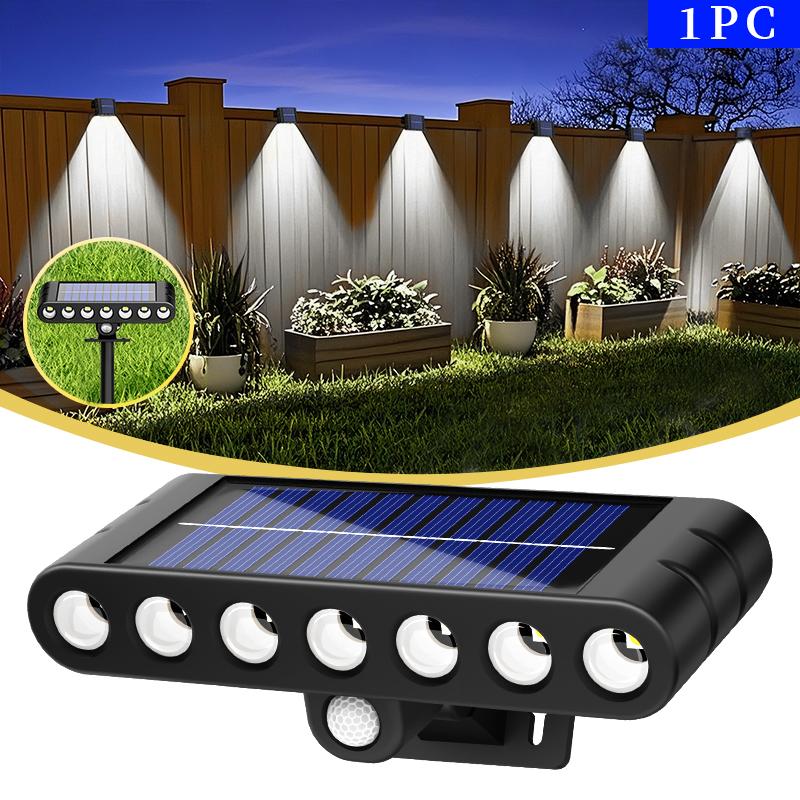 1-2pc 7 LED Solar Outdoor Spotlights Adjustable Automatic Flag Pathway Lights Landscape Ground Lamps for Garden Pool Trees Patio