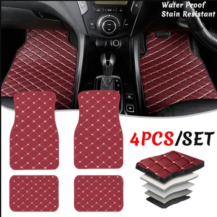 4 шт. автомобильные коврики, универсальные для всех моделей автомобилей, водонепроницаемые автомобильные подушечки для ног, кожаные коврики для укладки автомобиля, интерьерные коврики