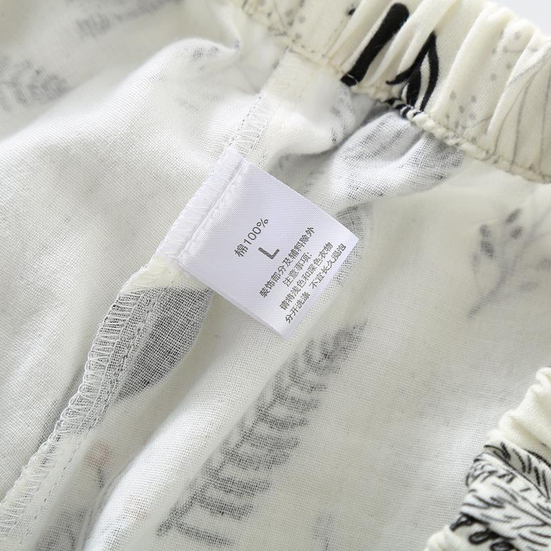 Простая двухслойная женская пижама из чистого хлопка с марлей, весна/осень, тонкая, с длинными рукавами, свободная домашняя одежда, черная пижама с принтом «зебра и лес»