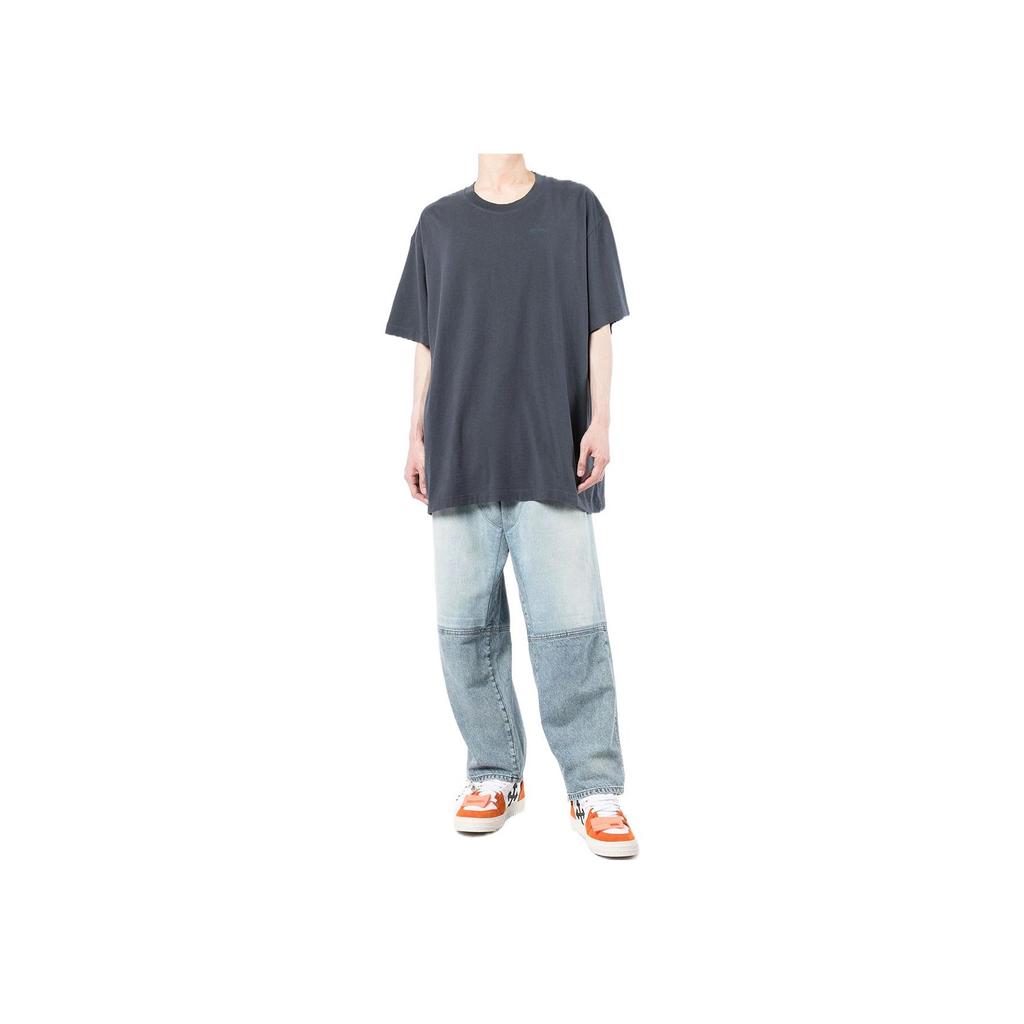 Off-White Диаг Таб Поверх Футболки с коротким рукавом Космическое пространство Мужские Топы Синий OMAA038S22JER0024646