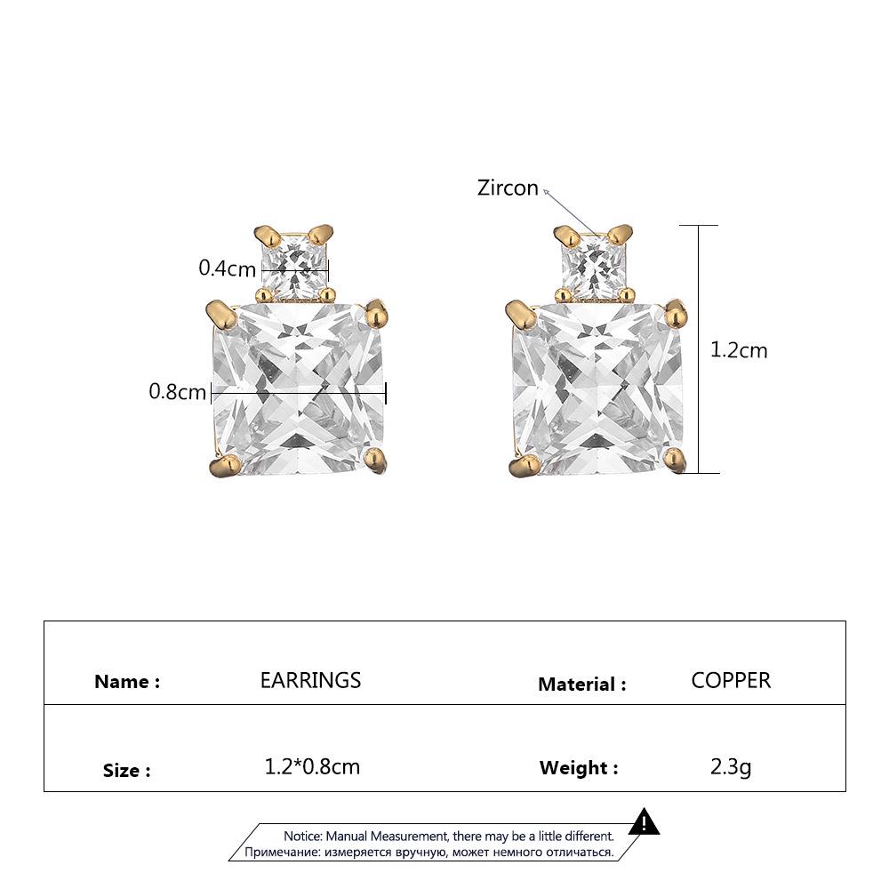 RAKOL Sapphire Color Geometric Square Zircon Stud Earrings for Women