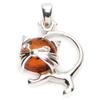 [R5514] - Серебряный кулон «Cat Inspiration» янтарно-серебристый (родий) - 20x20мм