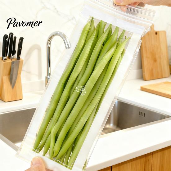 Plastic Free Food Bags Reusable Fresh-keeping Bags, Extra Long Sealable Storage Double Washable Snack Layer Leakproof Seal for Vegetables And