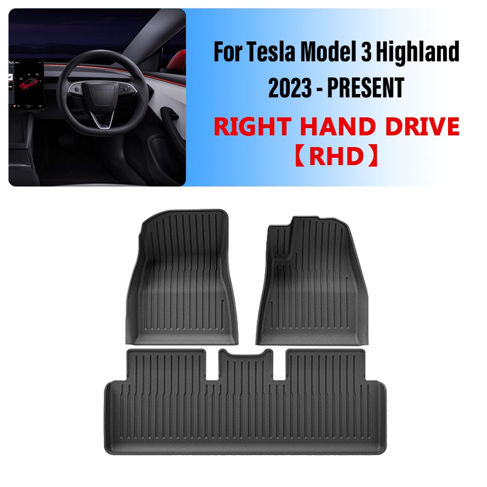 For Tesla Model 3 Highland 2024 Floor Mat TPE Carpet Waterproof Weather-resistant Foot Pads Mats