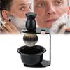 Men Soap Dish Stand Bowl Shaving Razor Beard Brush Shaver Kit Set (Color: Black)