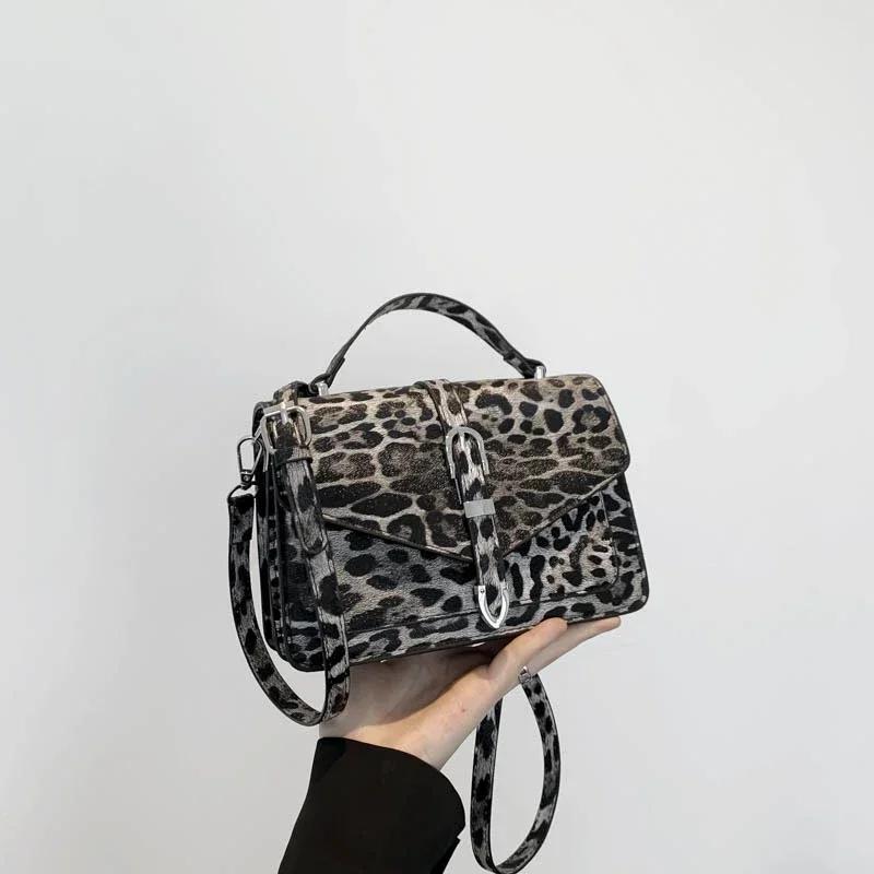 Сумка через плечо с леопардовой пряжкой для женщин, сумки на плечо из искусственной кожи, с клапаном, застежкой-молнией, высококачественные модные сумки