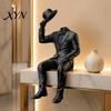 Уникальное настольное украшение, 3D-печатная фигурка сидящего джентльмена, минималистичная абстрактная безликая фигурка, элегантная фигурка на край полки, эстетичная арт-скульптура