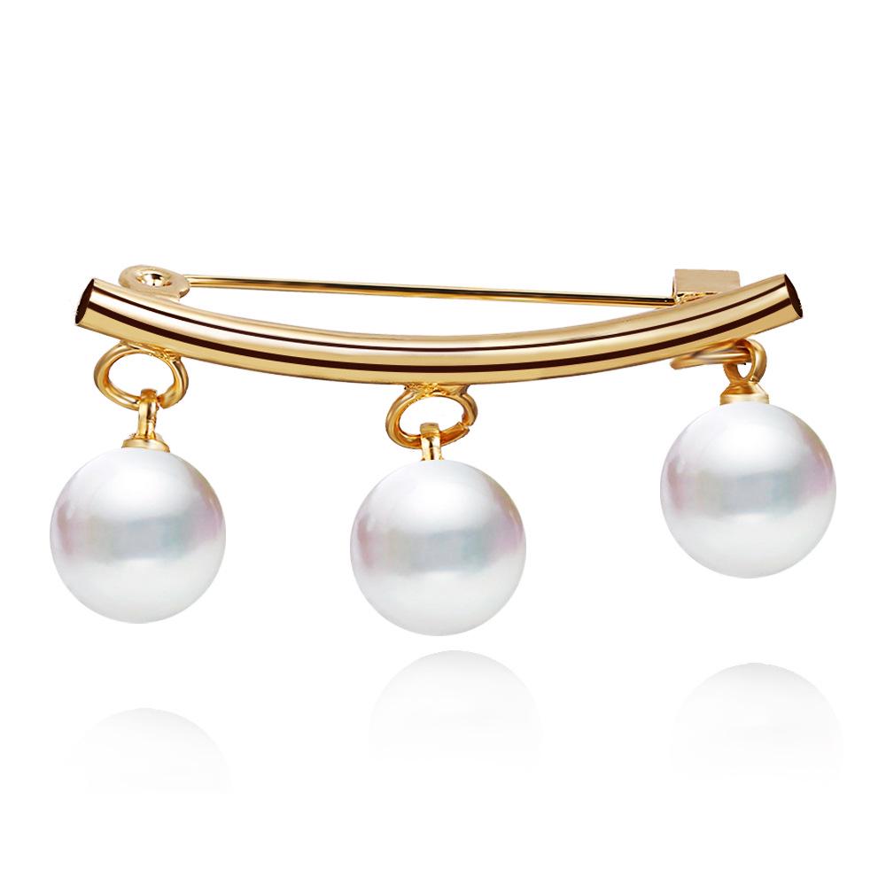 Women Fashion Alloy Pearl Beads Brooch Jewelry Accessories for Scarf Shawl Dress