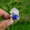 Natural Lapis Lazuli Gemstone Promise Adjustable Ring 925 Silver For Women