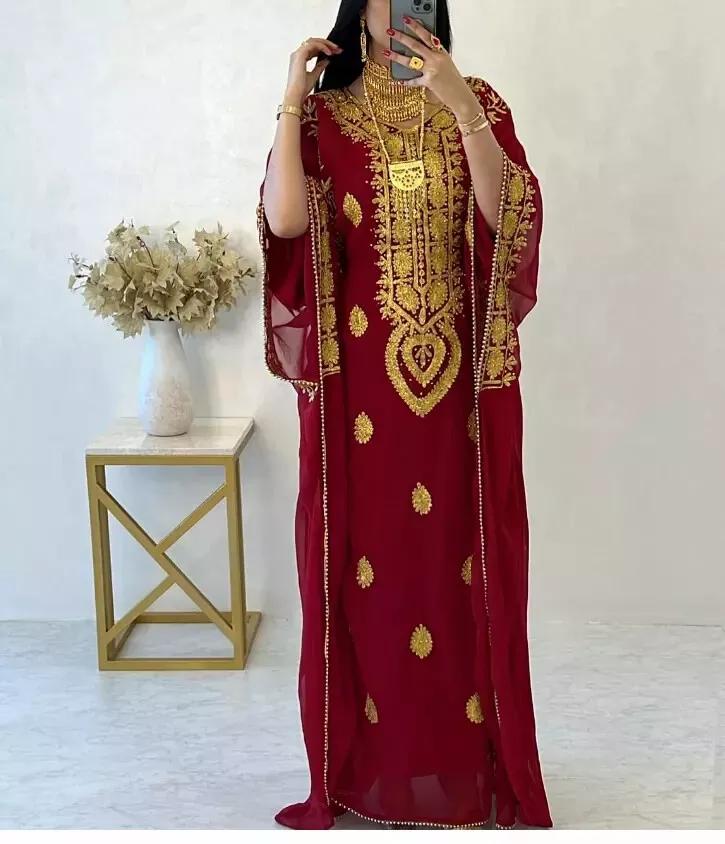 Платье Марокканское стильное длинное Абая Дубай Исламский кафтан Фараша Платье ручной работы