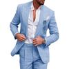 Linen Men's Grab Collar Suit Two Piece Set Single Row One Button Suit
