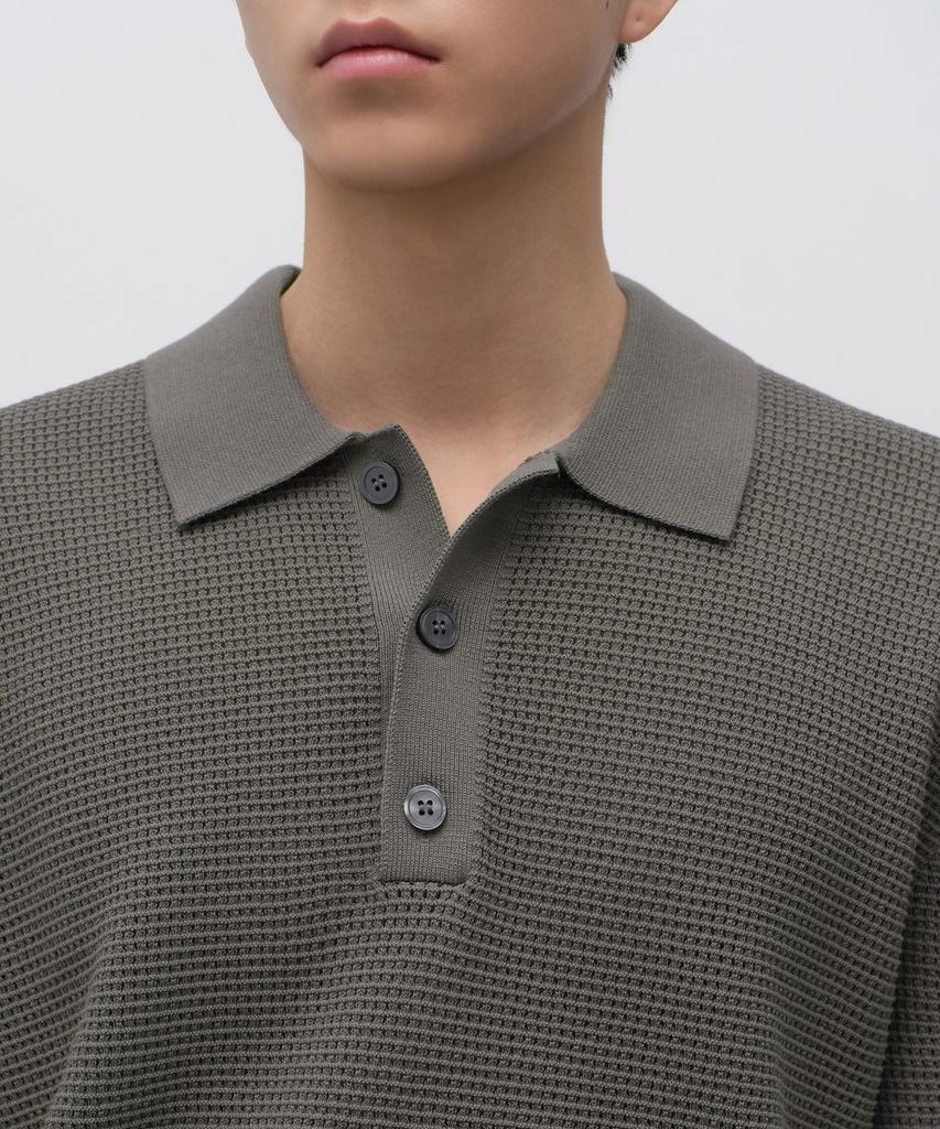 MUSINSA STANDARD Crocheted Knitted Polo Shirt [Khaki Grey]