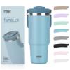 TYESO Tumbler with Straw, 1200ml Water Bottle, Insulates Cold or Hot Water, Large Capacity Stainless Steel Bottle with Lid, Spill-Proof Water Bottle,
