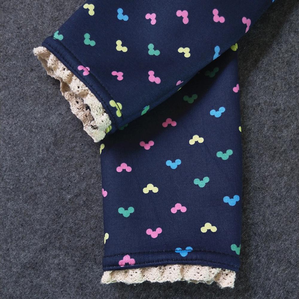 Леггинсы для девочек, красочные леггинсы с героями мультфильмов, бархатные брюки для девочек, кружевные теплые брюки для подростков