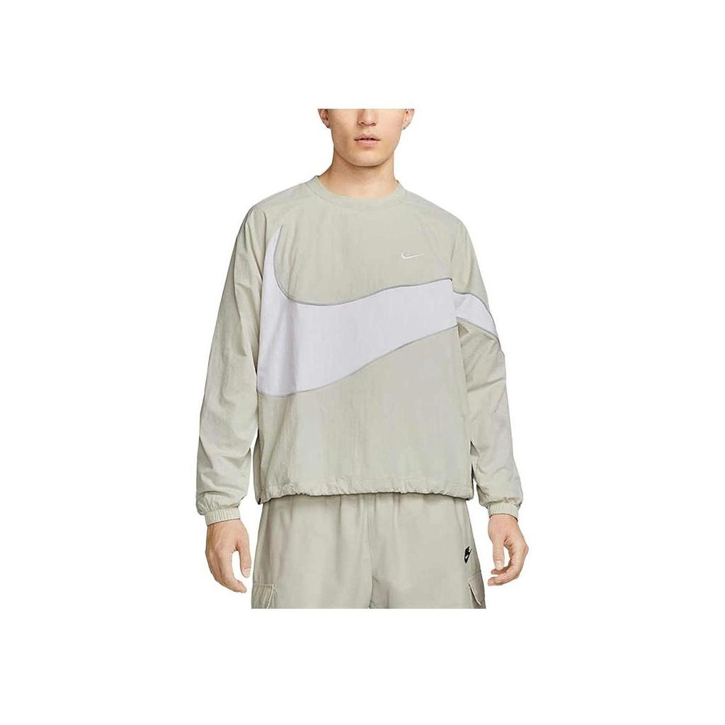 Nike Толстовка с круглым вырезом и принтом логотипа Swoosh Color-Block, мужские топы, цвет Light-Bone DX0661-072