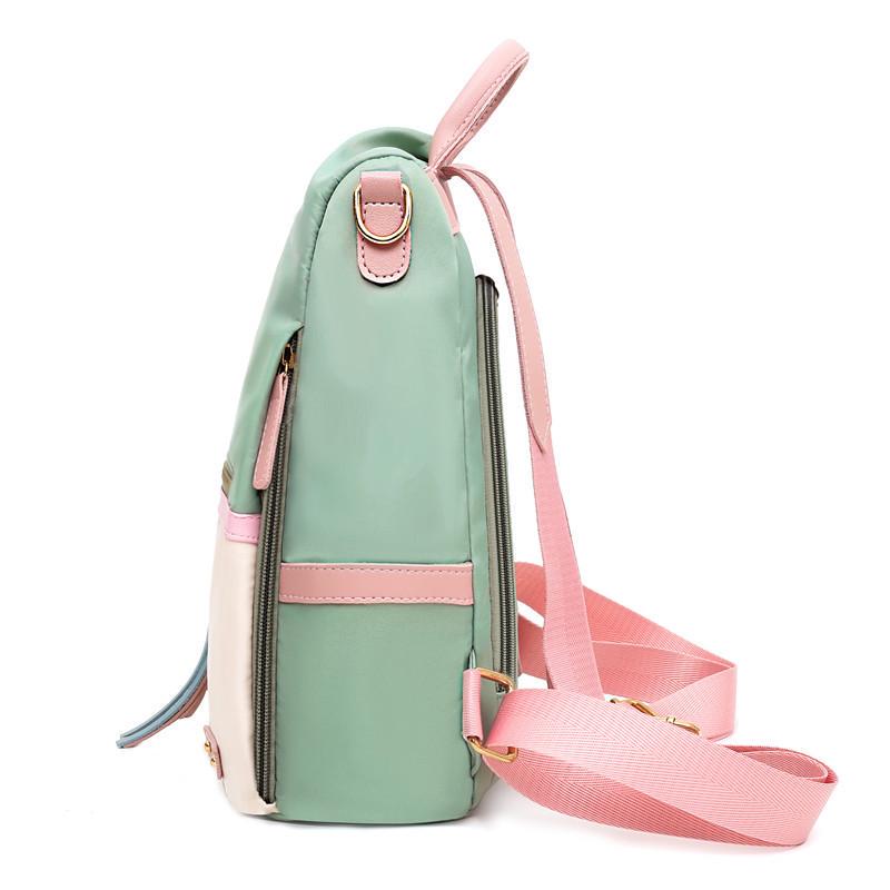 Yogodlns Women Girl's Patchwork Contrast Color Nylon Backpack Travel School Bag Shoulder Bag Rucksack Bookbag New