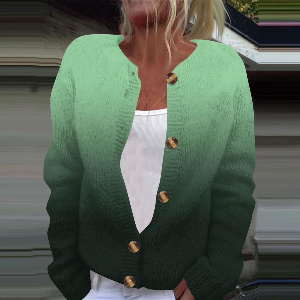 Женская модная принтованная куртка с длинным рукавом и вязанным кардиганом на пуговицах