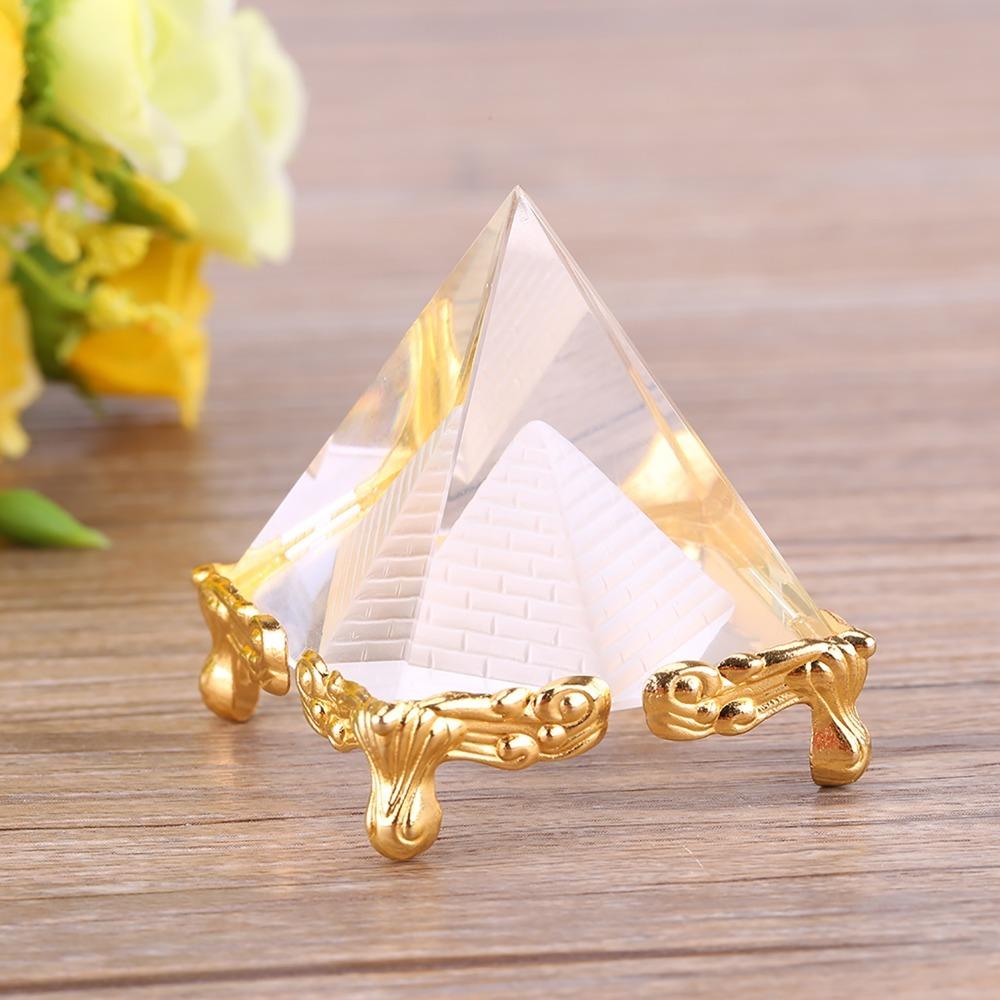 Glass Crystal Pyramid Paperweight Egyptian Meditation Crystal Pyramid Spiritual Decor
