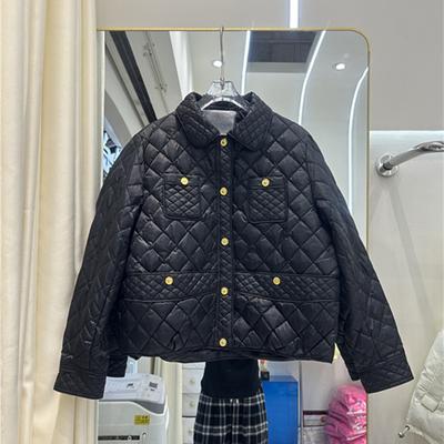 Зимняя новая короткая куртка-пуховик женская с лацканами в форме ромба корейская версия британская легкая белая куртка-пуховик Tide