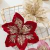 Glitter Artificial Christmas Flower Velvet Simulation Flower Christmas Poinsettia  Home Decoration