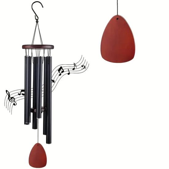 Retro Wind Chime with 6 Aluminum Tubes S-shaped Hook Natural Soothing Melody