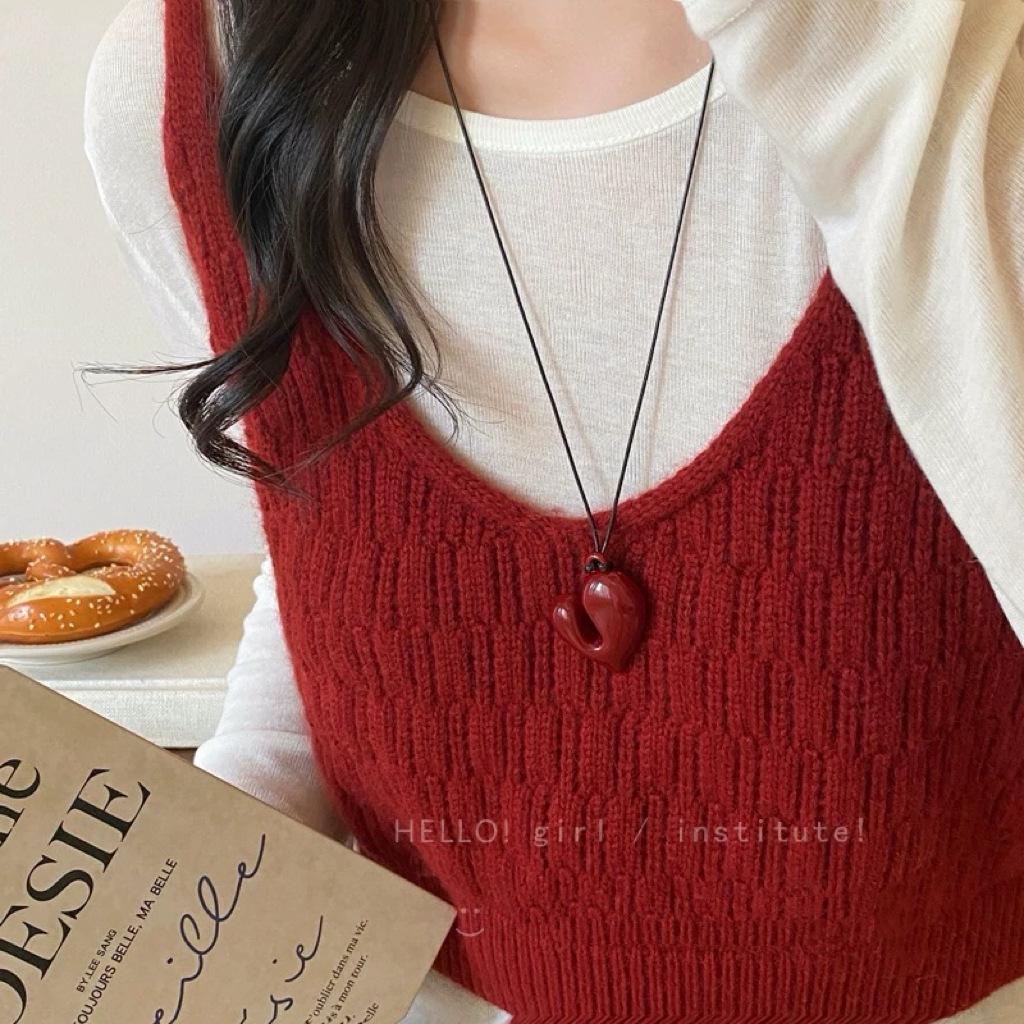 Korean Reinna Irregular Heart Pendant Necklace - Adjustable Sweet Cool Accessory