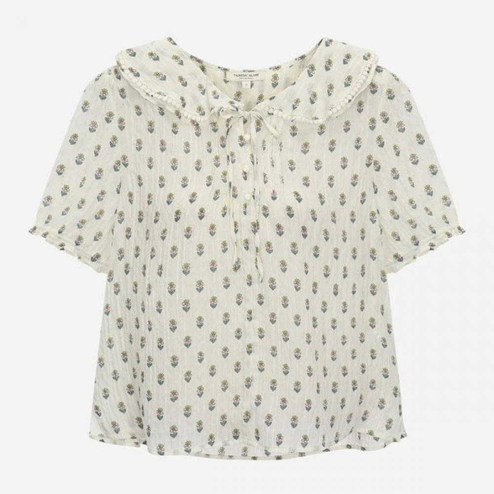 Thursday Island Women Ruffle Collar Flower Blouse T264mbl213w
