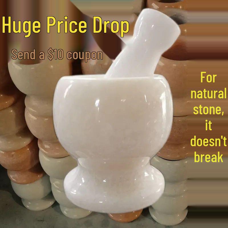 Набор для измельчения чеснока из натурального мрамора: ступка и пестик