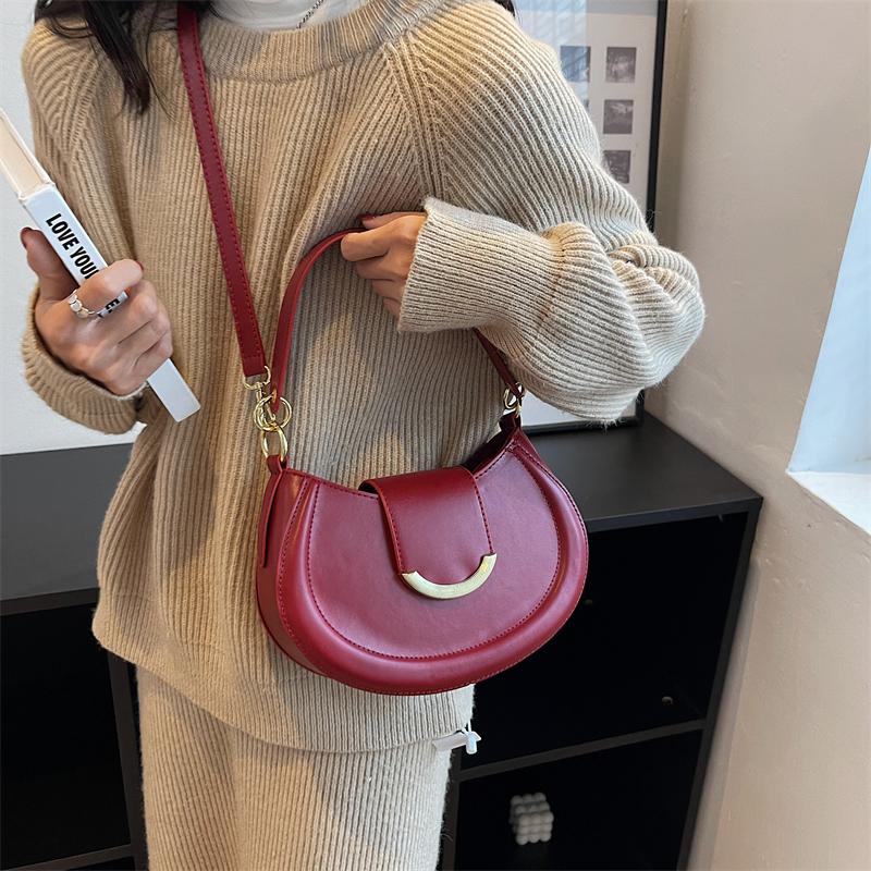 Saddle Shoulder Bags For Women 2024 New Small Women Underarm Bag High Quality Leather Women's Crossbody Bags Handbags And Purses