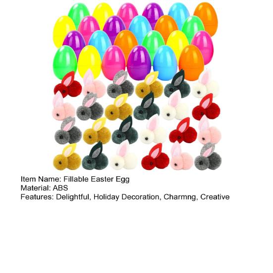 12/24Pcs Prefilled Easter Eggs with Stuffed Bunny Mini Plastic Easter Eggs Filled with Plush Rabbit Toy Easter Basket Stuffers for Kids Boys Girls