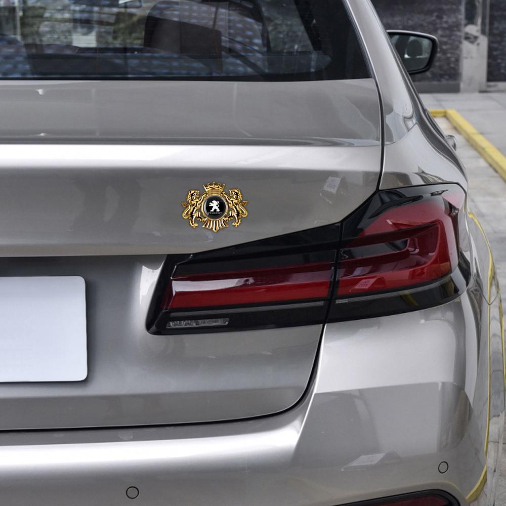 Fashion 3D Metal Lion Crown Gold Silver Side Emblem Decoration Badge Car Sticker For Peugeot 206 207 208 306 307 308 406 407 408