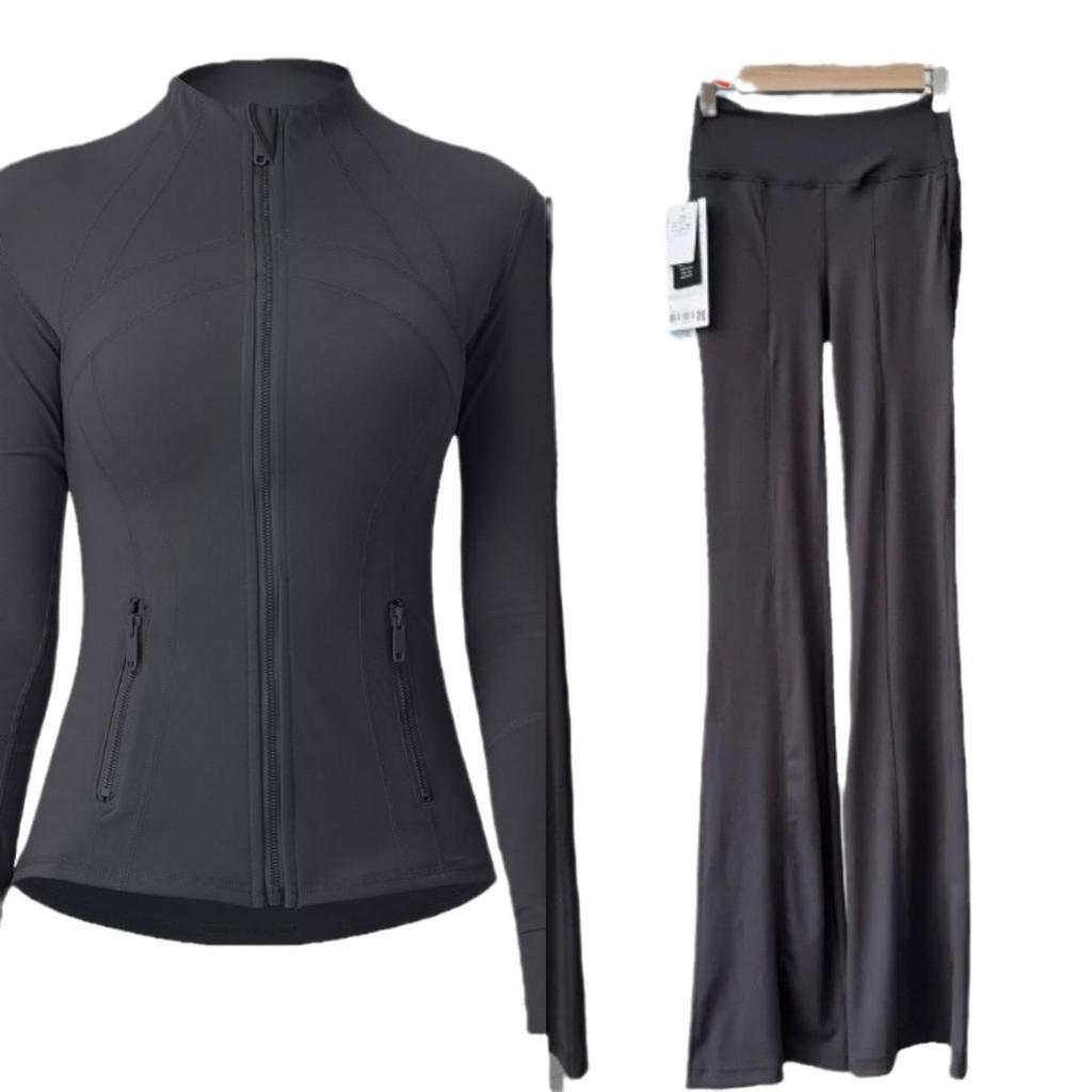 Женский быстросохнущий костюм для йоги Lulu SLEEK CITY с дышащей курткой и спортивными расклешенными брюками