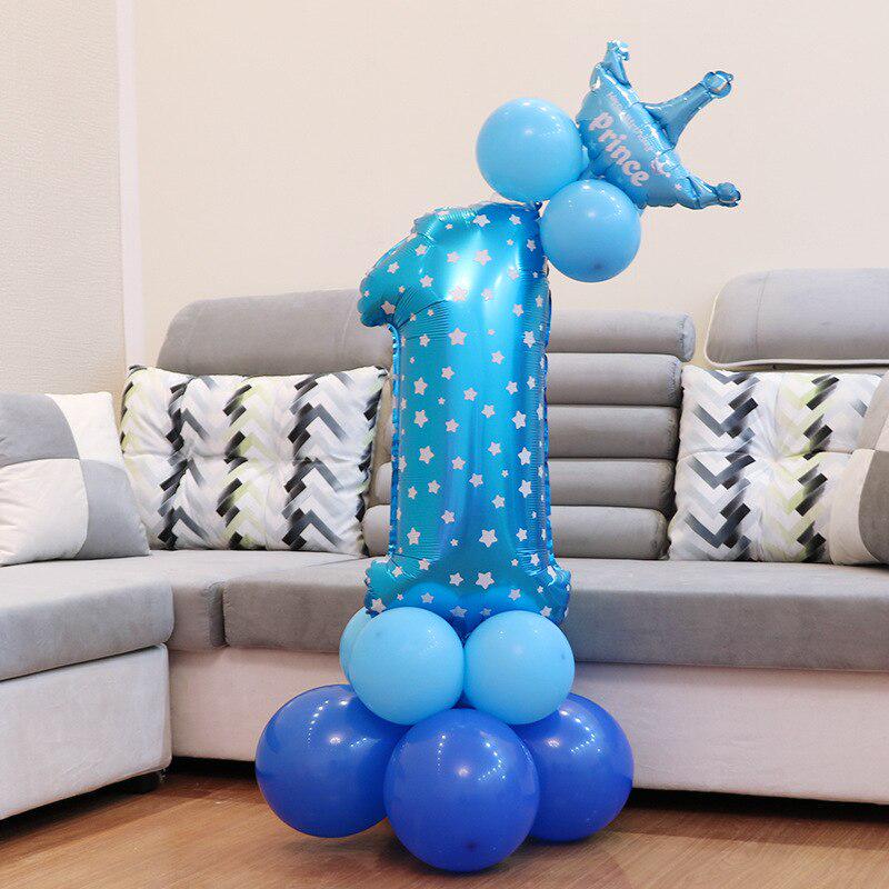 Happy Birthday Balloons Kids 1 2 3 Years Birthday Decoration Pink Blue Number Foil Ballons It's A Boy Girl Baby Shower Party MIT