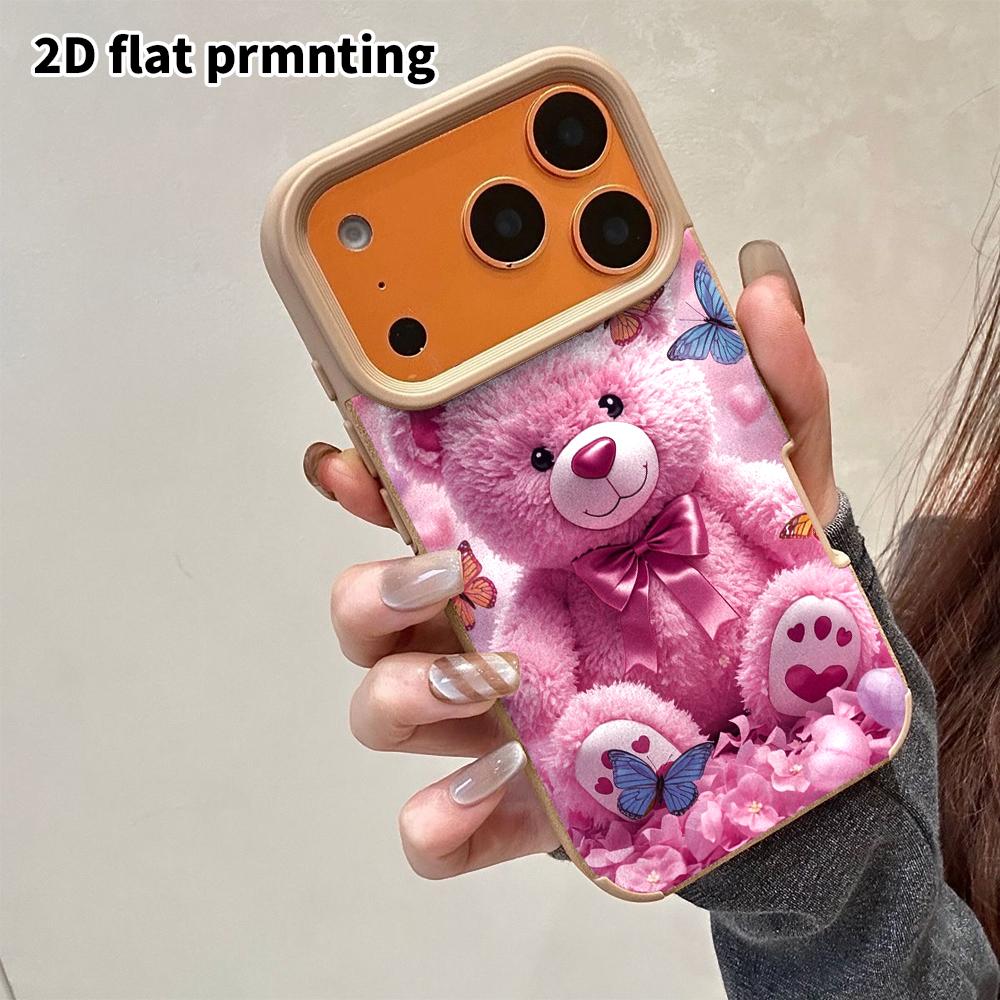 Phone Case: 2D flat lambskin suitable for iPhone 18 17 16 15 14 13 Pro cases, plush teddy bear, Christmas and Halloween gifts