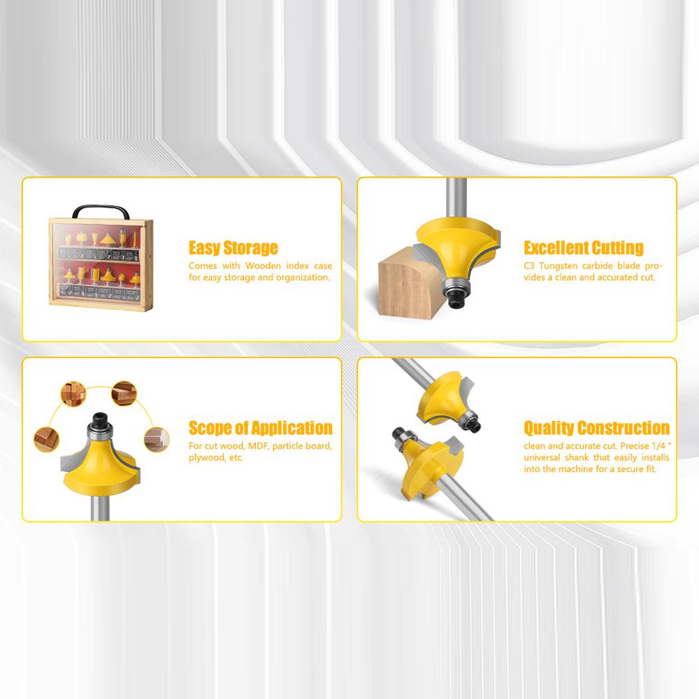 12 шт., деревообрабатывающий фрезерный станок с хвостовиком 14 дюймов, фреза для фаски, долбежный станок