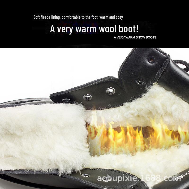 Мужские зимние ботинки Martin из коровьей шерсти: Туфли со стальным носком, противоскользящие, плюс бархат, утолщенный хлопковый материал