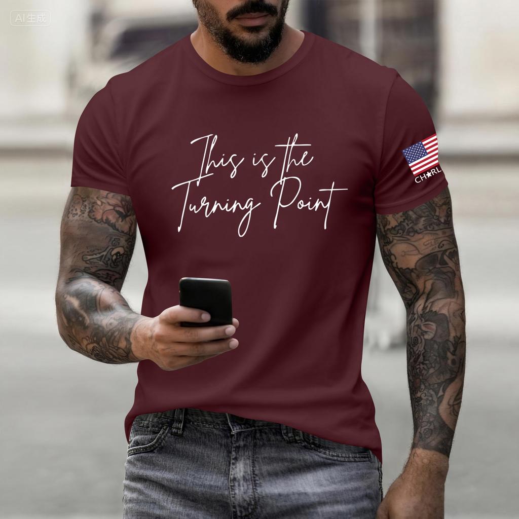 Fashionable Round Neck Short Sleeve Work Clothes Printed Tops For Mens Summer Tops