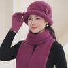 Women's Trendy Korean Style Knit Rabbit Fur Hat and Thick Scarf Set for Autumn/Winter