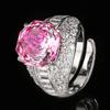 Jewelry Copper Bottom Gold-Plated Rose Cut Rose Red Light Luxury Retro Ring Heroine Stone 12Mm