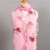 Silk Scarf Versatile for Women, Enlarged Autumn and Winter Shawl, Long Embroidered Ruffle Edge Scarf, External Neck Protection Scarf