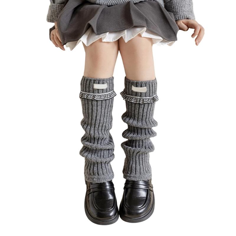 Эластичные Штанины в Милом Стиле Теплые Носки Длиной до Икры Для Девочек Складчатый Дизайн Модные Зимние Аксессуары