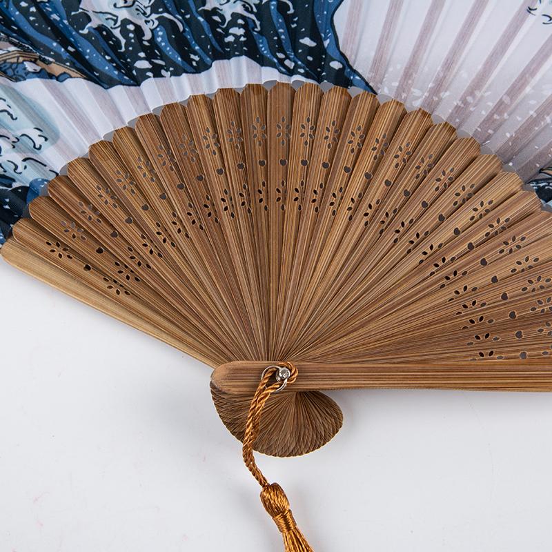 Летний винтажный бамбуковый складной ручной цветочный веер для танцев в китайском стиле