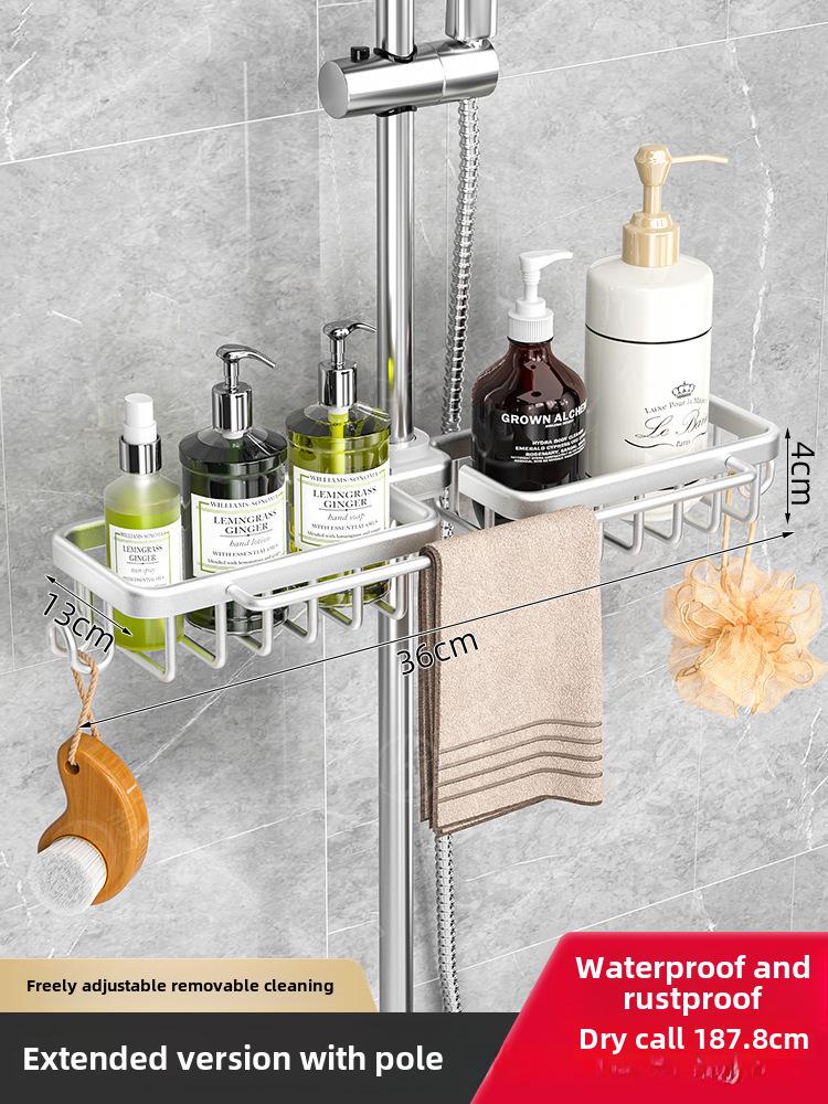 Bathroom Punch-Free Multi-Layer Storage Rack, Space-Aluminum Shower Shelf