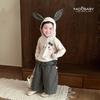 Осенняя коллекция для девочек FADOBABY: Футболка с капюшоном и кроликом и широкие брюки в цветочный принт