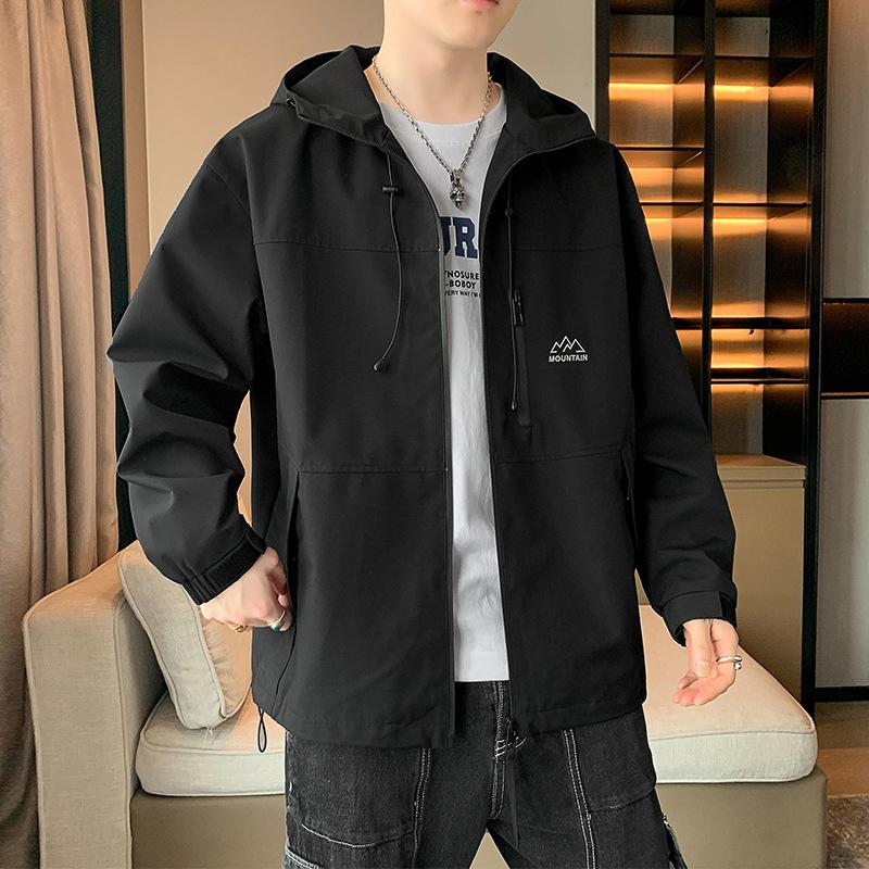 Куртка с капюшоном, мужская, весенне-осенняя, свободная, универсальная, ветрозащитная, куртка для активного отдыха, повседневная, студенческая, куртка-карго
