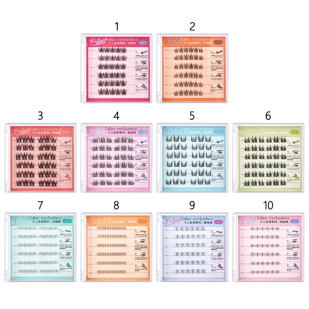 Press On Self Adhesive Cluster Lashes 12 Zodiac Series Individual Eyelash  DIY Eyelash Extension